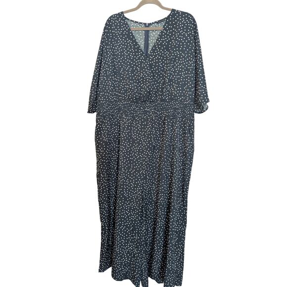 BLOOMCHIC Womens Plus Size 26 Jumpsuit Green White Polka Dots Pockets - Picture 1 of 7